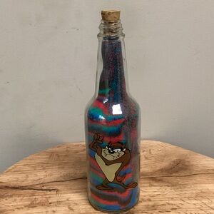 🔵 Unique Sand Art in Glass Bottle - Taz - Loony Tunes - Corked - Rare